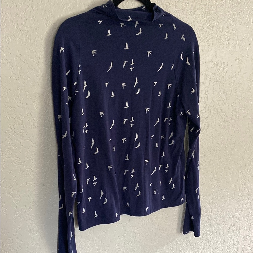 Navy Blue Shirt with Bird Print